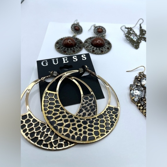 Earring Lot Boho Hippie Dangle Earrings 6 pairs Fun Beads Rhinestones Dangle - Picture 6 of 8